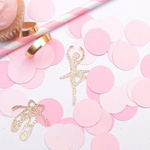 ballerina and ballerina slippers gold sparkle pink circle confetti decoration