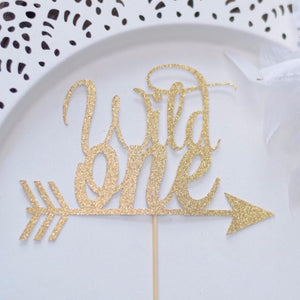 Wild one with arrow cake topper with gold sparkle details