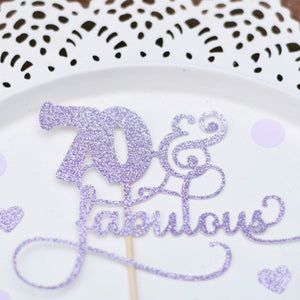 70 & fabulous lavender coloured cake topper