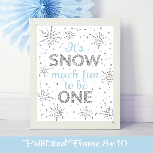 It's Snow much fun to be One blue and silver snowflake sparkle poster
