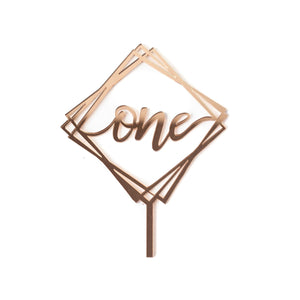 One Diamond Geometric Cake Topper for First Birthday Party Decorations Rose Gold