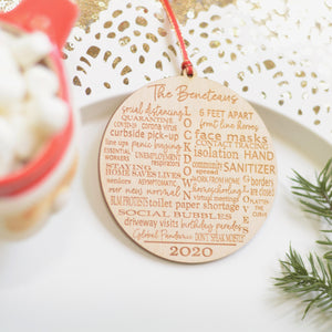 Personalized Pandemic Ornament lying on a plate