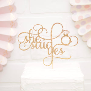She Said Yes Bridal Shower Cake Topper