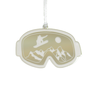 Silver Snowboarding Gift Christmas tree ornament on a plain white background