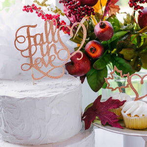 Fall in love cake topper for thanksgiving wedding