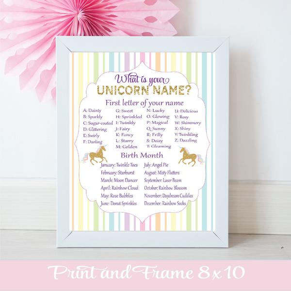 What is your unicorn name purple and gold